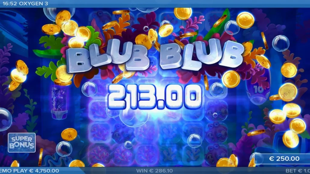 Tampilan visual slot Oxygen 3 dengan tema bawah laut futuristik